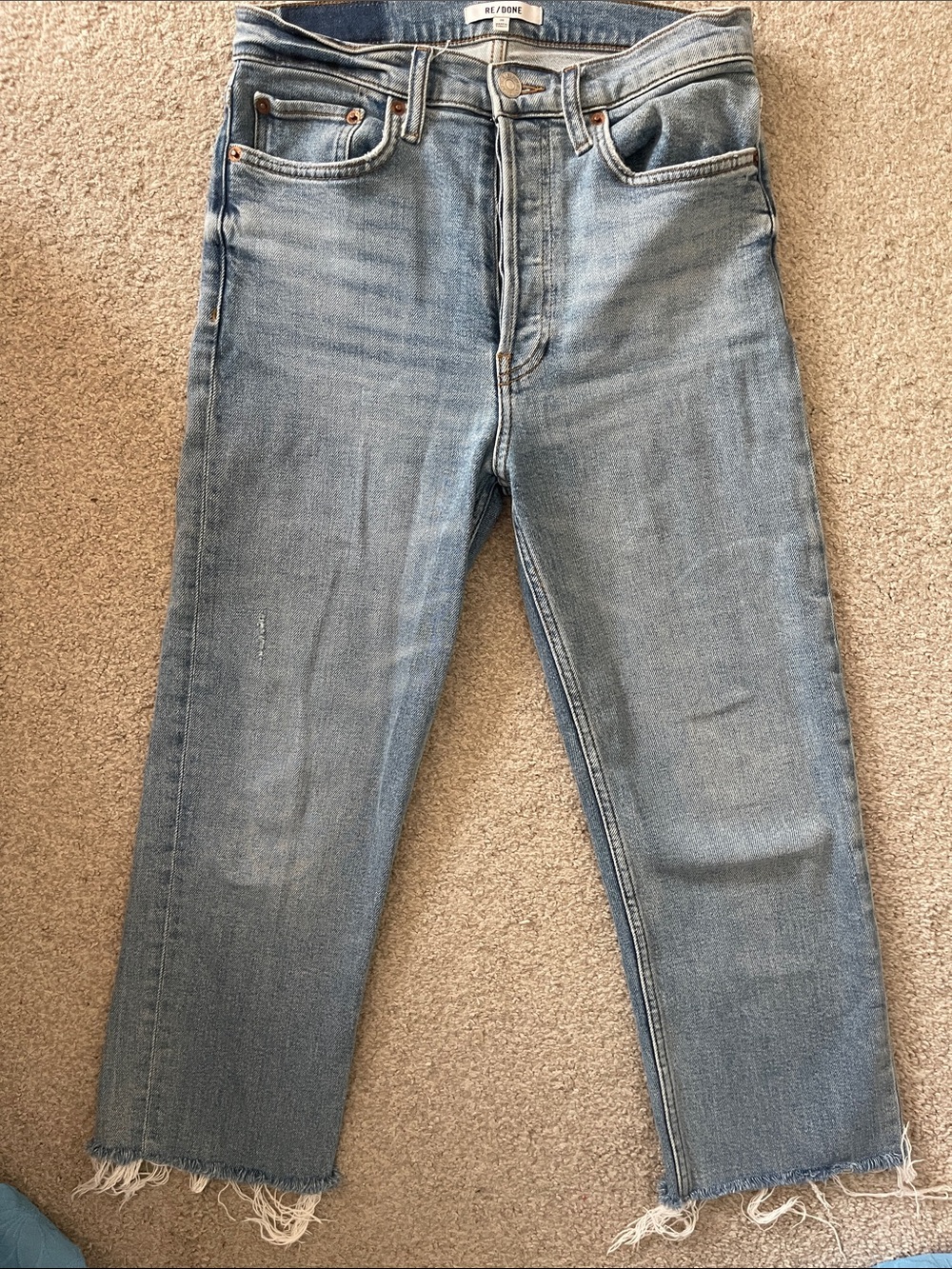 Re/Done Light Blue Straight-Leg Cropped Women’s Jeans